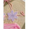 imageMakeMeChic Womens Crochet Cover Ups 3D Floral Halter Tie Back Beach Bathing Suit Cover UpPink