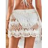 imageMakeMeChic Womens Crochet Drawstring Knitted High Waisted Swimsuit Mini Cover Up Beach SkirtA Beige