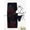 imageMakeMeChic Womens Floral Bikini Set Halter Triangle Tie Side Swimsuits with Cover Up SkirtBlack
