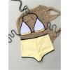 imageMakeMeChic Womens Halter Triangle Bikini Sets Leopard Swim Shorts Swimsuit Bathing SuitYellow