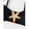 imageMakeMeChic Womens High Waist Bikini Set Metal Starfish Ruched Spaghetti Strap Bathing SuitBlack