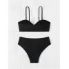 imageMakeMeChic Womens High Waist Bikini Set Metal Starfish Ruched Spaghetti Strap Bathing SuitBlack