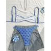imageMakeMeChic Womens Micro Thong Bikini Set No Padding High Cut Bathing Suit SwimsuitBlue
