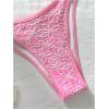imageMakeMeChic Womens Micro Thong Bikini Set No Padding High Cut Bathing Suit SwimsuitFlower Pink