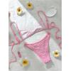 imageMakeMeChic Womens Micro Thong Bikini Set No Padding High Cut Bathing Suit SwimsuitFlower Pink