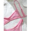 imageMakeMeChic Womens Micro Thong Bikini Set No Padding High Cut Bathing Suit SwimsuitFlower Pink