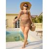 imageMakeMeChic Womens Plus Size 3 Piece Bikini Set Drawstring Halter Triangle Bikini Swimsuit with Beach SkirtCoffee Brown