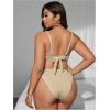 imageMakeMeChic Womens Plus Size Bikini Set Textured Underwire Push Up Tie Side Scallop Trim SwimsuitApricot