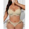 imageMakeMeChic Womens Plus Size Bikini Set Textured Underwire Push Up Tie Side Scallop Trim SwimsuitApricot