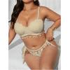 imageMakeMeChic Womens Plus Size Bikini Set Textured Underwire Push Up Tie Side Scallop Trim SwimsuitApricot