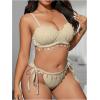 imageMakeMeChic Womens Plus Size Bikini Set Textured Underwire Push Up Tie Side Scallop Trim SwimsuitApricot