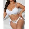 imageMakeMeChic Womens Plus Size Bikini Set Textured Underwire Push Up Tie Side Scallop Trim SwimsuitWhite