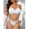 imageMakeMeChic Womens Plus Size Bikini Set Textured Underwire Push Up Tie Side Scallop Trim SwimsuitWhite