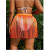 imageMakeMeChic Womens Plus Size Cover Up Fringe Beach Bathing Suit Mini SkirtsOrange