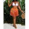 imageMakeMeChic Womens Plus Size Cover Up Fringe Beach Bathing Suit Mini SkirtsOrange