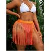 imageMakeMeChic Womens Plus Size Cover Up Fringe Beach Bathing Suit Mini SkirtsOrange