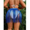 imageMakeMeChic Womens Plus Size Cover Up Fringe Beach Bathing Suit Mini SkirtsRoyal Blue