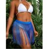 imageMakeMeChic Womens Plus Size Cover Up Fringe Beach Bathing Suit Mini SkirtsRoyal Blue