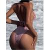 imageMakeMeChic Womens Sparkly Two Piece Bikini Set Sequin Halter Backless Tie Side Swimsuit Bathing SuitsPink