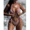 imageMakeMeChic Womens Sparkly Two Piece Bikini Set Sequin Halter Backless Tie Side Swimsuit Bathing SuitsPink