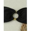 imageMakeMeChic Womens Strapless Bikini Set Bandeau Ring Linked Tie Side Bathing SuitBlack
