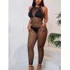 imageMakeMeChic Womens Swim Beach Cover Up Sleeveless Fishnet Cover Up Jumpsuits PantsBlack