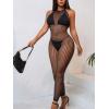 imageMakeMeChic Womens Swim Beach Cover Up Sleeveless Fishnet Cover Up Jumpsuits PantsBlack