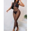 imageMakeMeChic Womens Swim Beach Cover Up Sleeveless Fishnet Cover Up Jumpsuits PantsBlack