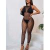 imageMakeMeChic Womens Swim Beach Cover Up Sleeveless Fishnet Cover Up Jumpsuits PantsBlack