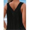 imageMakeMeChic Womens V Neck Sleeveless Mini Dress Ruffle A Line Summer Short DressesBlack