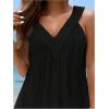 imageMakeMeChic Womens V Neck Sleeveless Mini Dress Ruffle A Line Summer Short DressesBlack