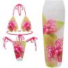 imageMakeMeChic Womens Floral Bikini Set Halter Triangle Tie Side Swimsuits with Cover Up SkirtWhite