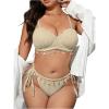 imageMakeMeChic Womens Plus Size Bikini Set Textured Underwire Push Up Tie Side Scallop Trim SwimsuitApricot