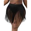 imageMakeMeChic Womens Plus Size Cover Up Fringe Beach Bathing Suit Mini SkirtsBlack