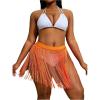imageMakeMeChic Womens Plus Size Cover Up Fringe Beach Bathing Suit Mini SkirtsOrange