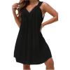 imageMakeMeChic Womens V Neck Sleeveless Mini Dress Ruffle A Line Summer Short DressesBlack