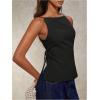 imageMakeMeChic Womens Going Out Open Back Tops Spaghetti Strap Office Work Vest TopsBlack