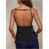 imageMakeMeChic Womens Going Out Open Back Tops Spaghetti Strap Office Work Vest TopsBlack