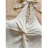 imageMakeMeChic Womens Halter Top Twist Deep V Neck Open Back Sexy Cute Summer Tank TopBeige