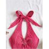 imageMakeMeChic Womens Halter Top Twist Deep V Neck Open Back Sexy Cute Summer Tank TopBuckle Hot Pink