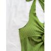 imageMakeMeChic Womens Halter Top Twist Deep V Neck Open Back Sexy Cute Summer Tank TopGreen
