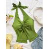 imageMakeMeChic Womens Halter Top Twist Deep V Neck Open Back Sexy Cute Summer Tank TopGreen