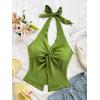 imageMakeMeChic Womens Halter Top Twist Deep V Neck Open Back Sexy Cute Summer Tank TopGreen
