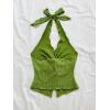 imageMakeMeChic Womens Halter Top Twist Deep V Neck Open Back Sexy Cute Summer Tank TopGreen