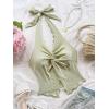 imageMakeMeChic Womens Halter Top Twist Deep V Neck Open Back Sexy Cute Summer Tank TopMint Green