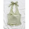 imageMakeMeChic Womens Halter Top Twist Deep V Neck Open Back Sexy Cute Summer Tank TopMint Green