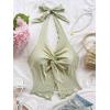 imageMakeMeChic Womens Halter Top Twist Deep V Neck Open Back Sexy Cute Summer Tank TopMint Green