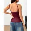 imageMakeMeChic Womens PU Leather Draped Camisole Spaghetti Strap Sleeveless Cami TopBurgundy