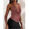 imageMakeMeChic Womens Sparkly Sequin Tops Cowl Neck Halter Top Crochet Blackless Rave Going Out TopsCoral Pink