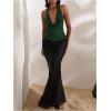 imageMakeMeChic Womens Sparkly Sequin Tops Cowl Neck Halter Top Crochet Blackless Rave Going Out TopsDark Green